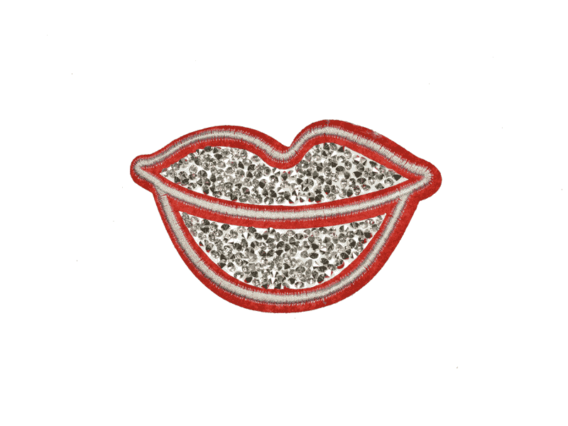 red lips kiss strass applicatie