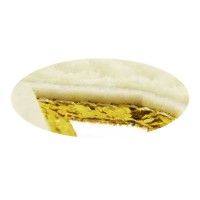 opstrijk letter M badstof off-white met goud glitter rand 8 x 8 cm