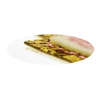 opstrijk letter M badstof roze met gouden rand 8 x 8 cm