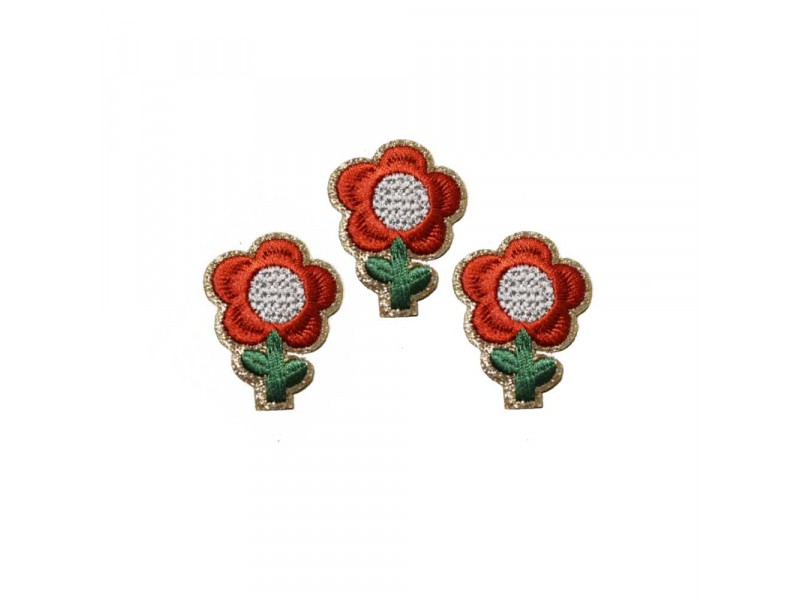 glitter bloemen patch set rood zelfklevend