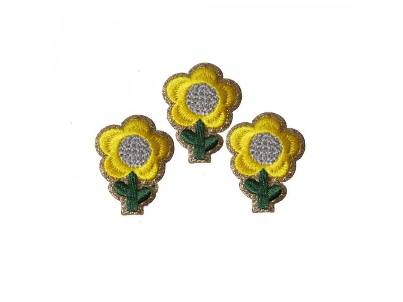 glitter bloemen patch set geel zelfklevend