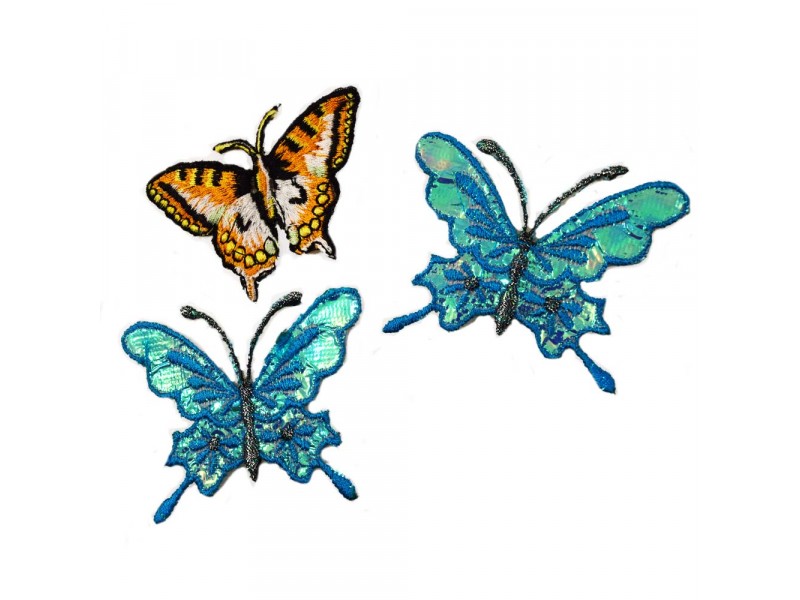 vlinder patch set blauw oranje