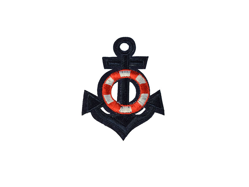 applicatie anker donkerblauw reddings band zwart