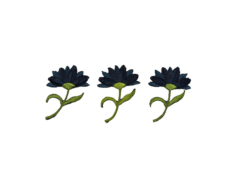 applicatie bloemen op tak donkerblauw 3 stuks