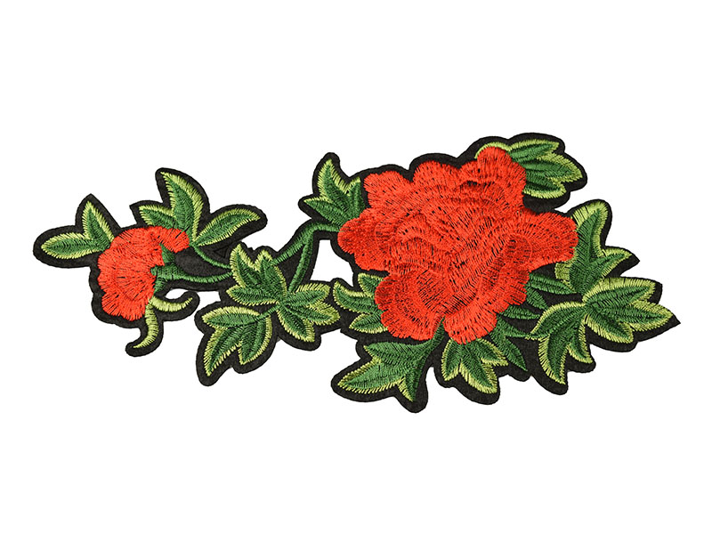 applicatie bloemen rood met groen