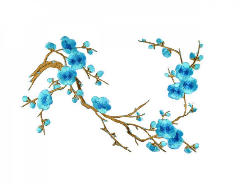 applicatie bloesemtak turquoise bruin groot