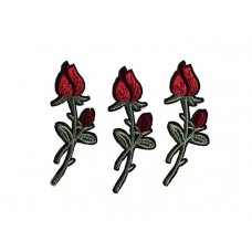 applicatie drie rode tulpen donker groene steel