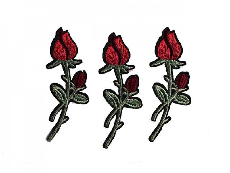 applicatie drie rode tulpen donker groene steel