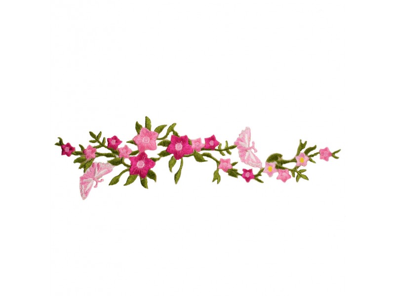 applicatie fuchsia bloemen en vlinders