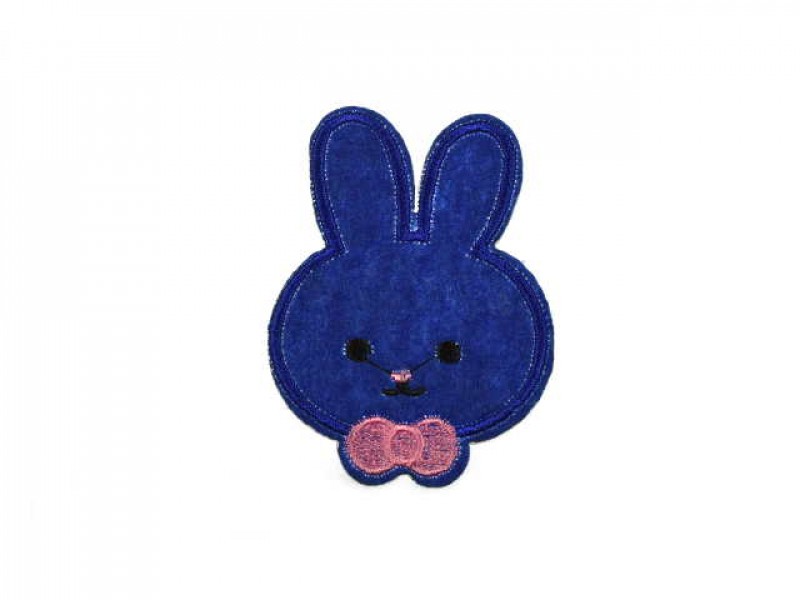 applicatie konijntje donker blauw met strik