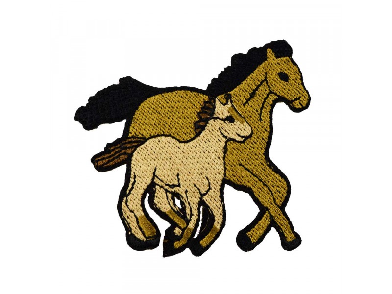 applicatie paard en veulen bruin
