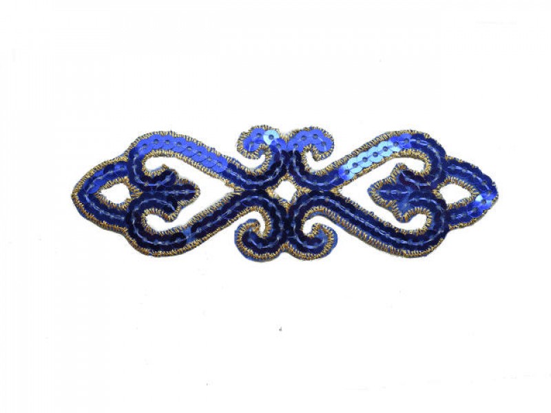 applicatie pailletten saffier blauw goud