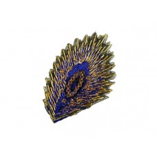 applicatie pauw veer blauw goud