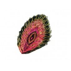 applicatie pauw veer fuchsia goud