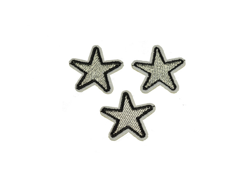 applicatie ster zilver zwart 3 cm 3 stuks