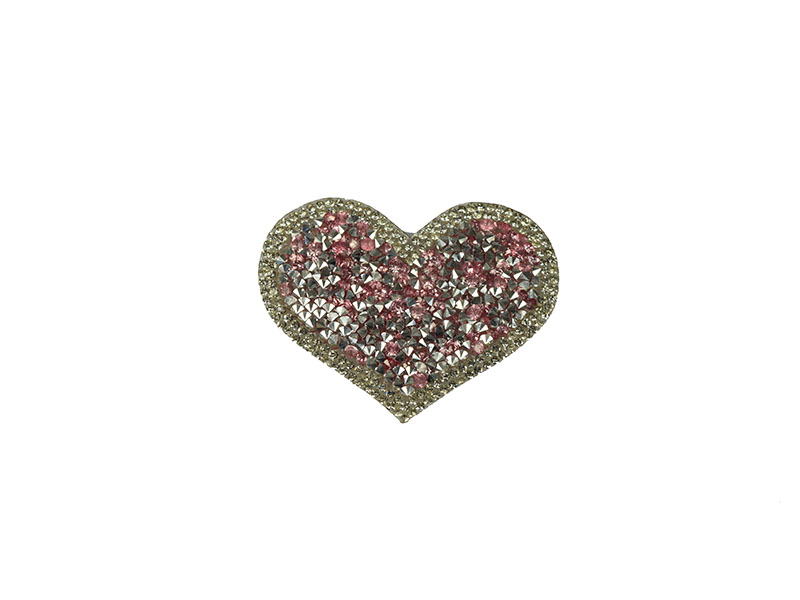 applicatie strass hart roze zilver 