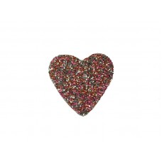 applicatie strass hart roze zilver 7cm