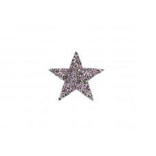 applicatie strass ster zilver lila 6 cm