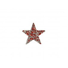 applicatie strass ster zilver rood 6 cm