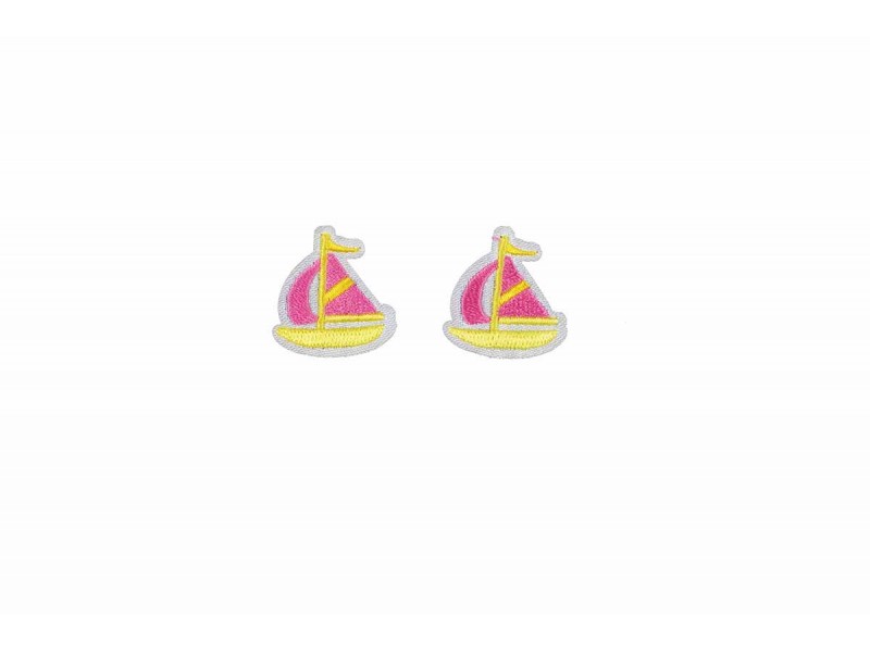 applicatie zeilboot roze 2 stuks