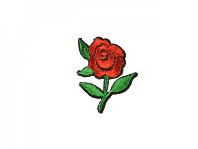 bloem applicatie geborduurde rode bloemen met groen klein