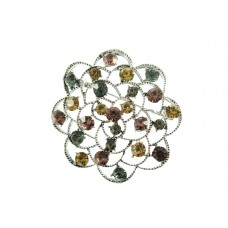 bloem broche bewerkt met strass steentjes blauw lila