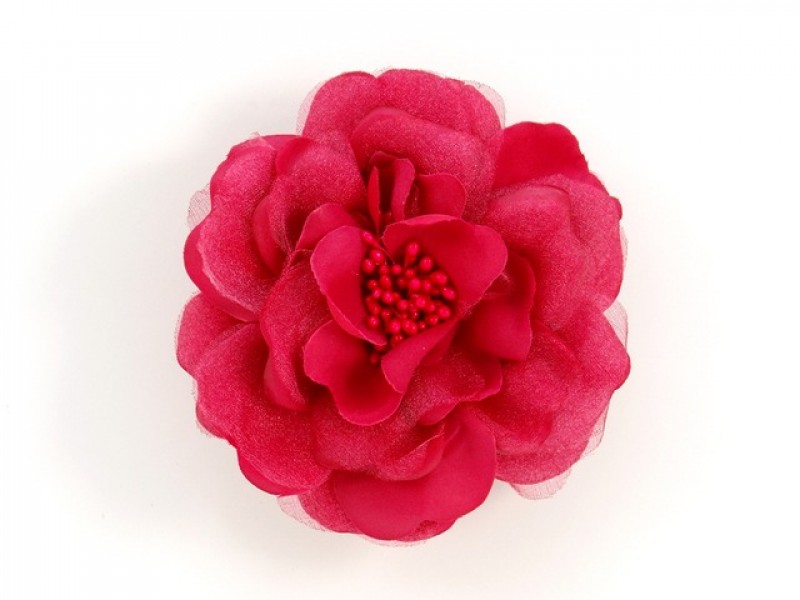 bloem corsage met kralen stamper magenta