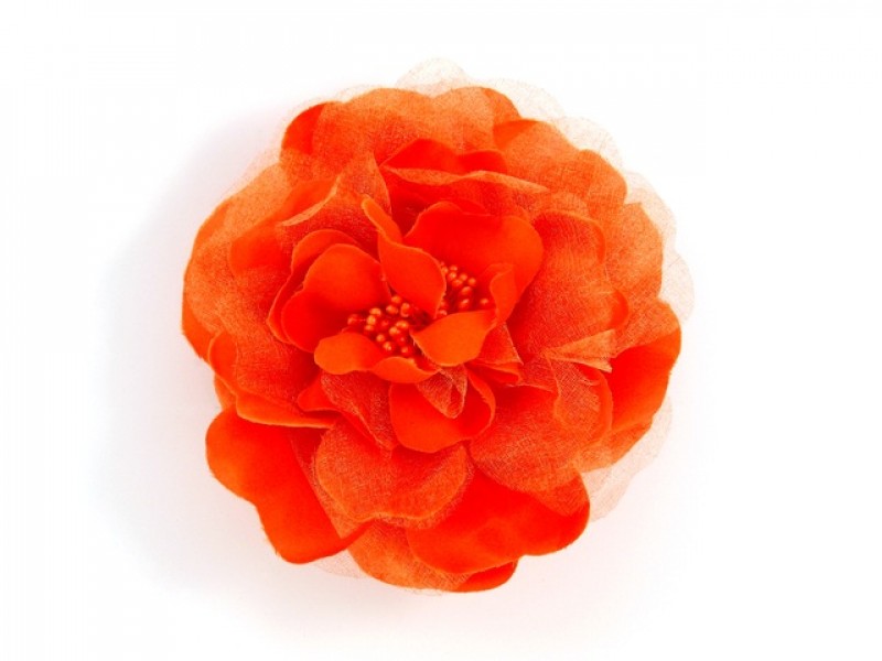 bloem corsage met kralen stamper oranje