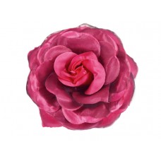 bloem corsage met organza bladeren fuchsia zwart