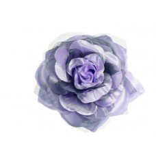 bloem corsage met organza bladeren lila zwart