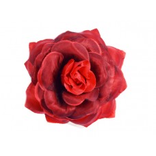 bloem corsage met organza bladeren rood zwart