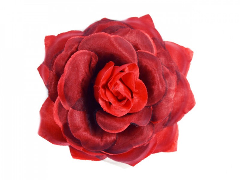bloem corsage met organza bladeren rood zwart