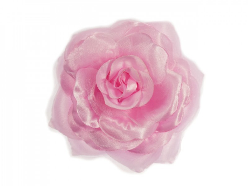 bloem corsage met organza bladeren roze