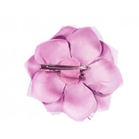 bloem corsage met organza bladeren roze zwart