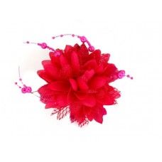 bloem corsage met parels fuchsia