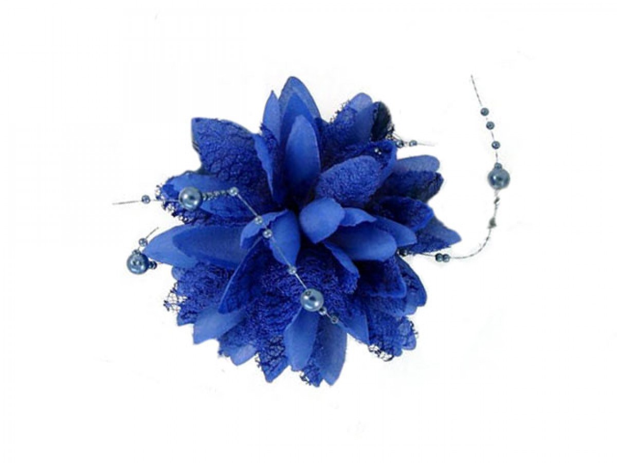 bloem corsage parels kobalt blauw