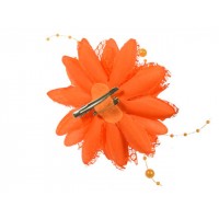bloem corsage met parels oranje