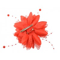 bloem corsage met parels rood