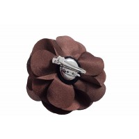 bloem corsage organza bruin