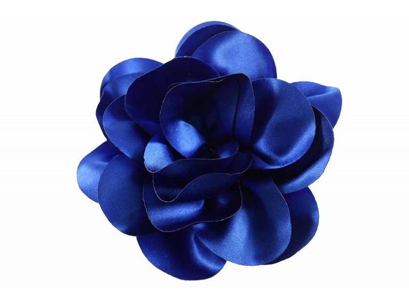 bloem corsage satijn glans kobalt blauw