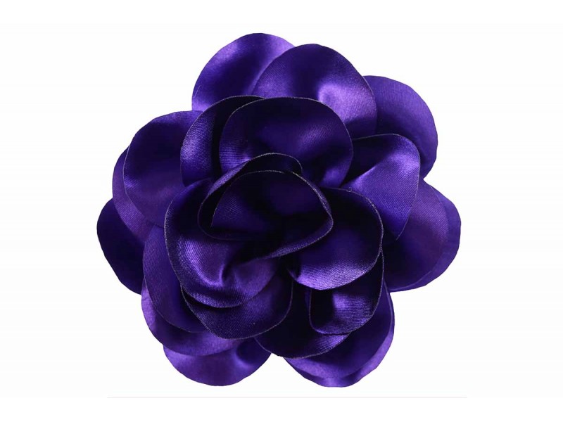 bloem corsage satijn glans paars XL 14 cm