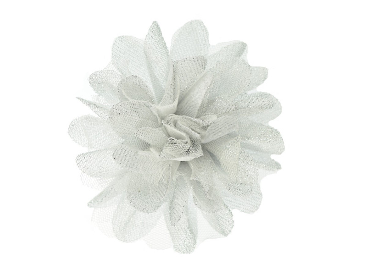 schipper Ontaarden Dekking bloem corsage tule wit zilver glitter