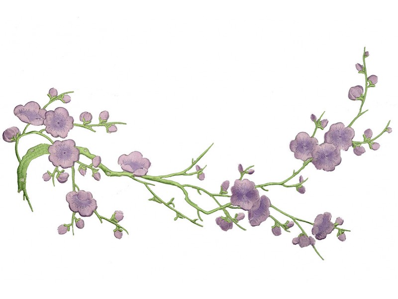 bloemen op tak lila patch 37 x 15 cm