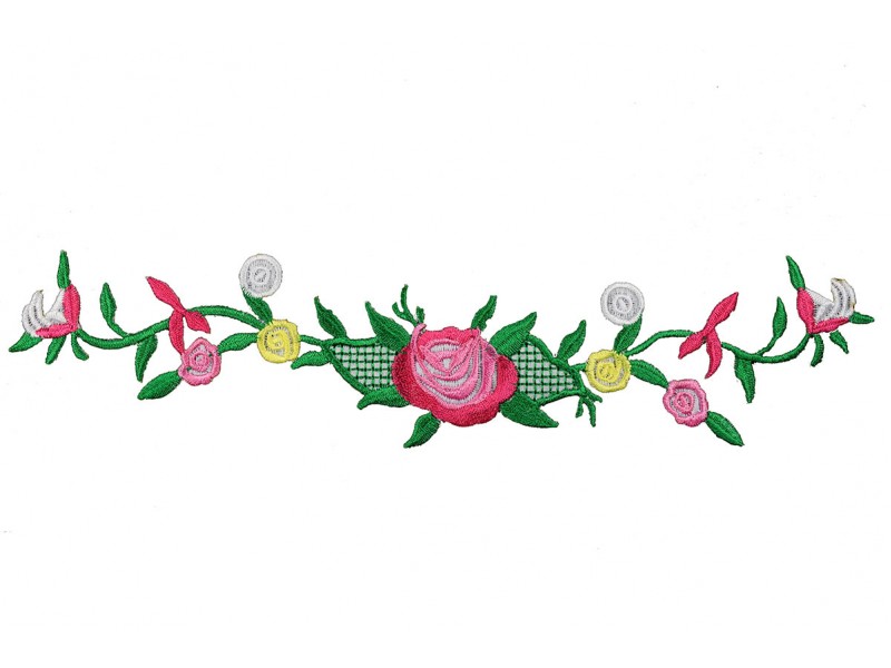 bloemen op tak roze patch 23 x 6 cm