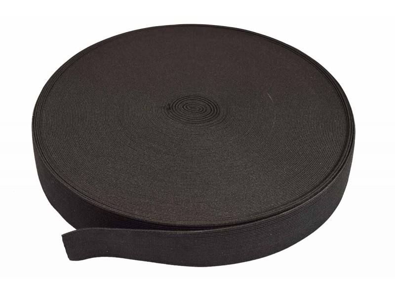 breed elastiek 2,5 cm zwart rol 40 meter