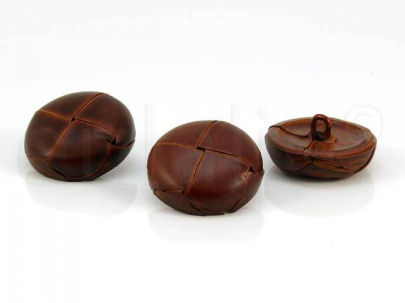 bruine lederen knoop 2.8 cm