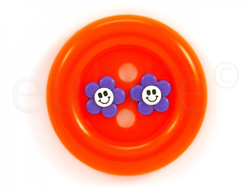 clownsknoop 7 cm rood met paarse bloemen