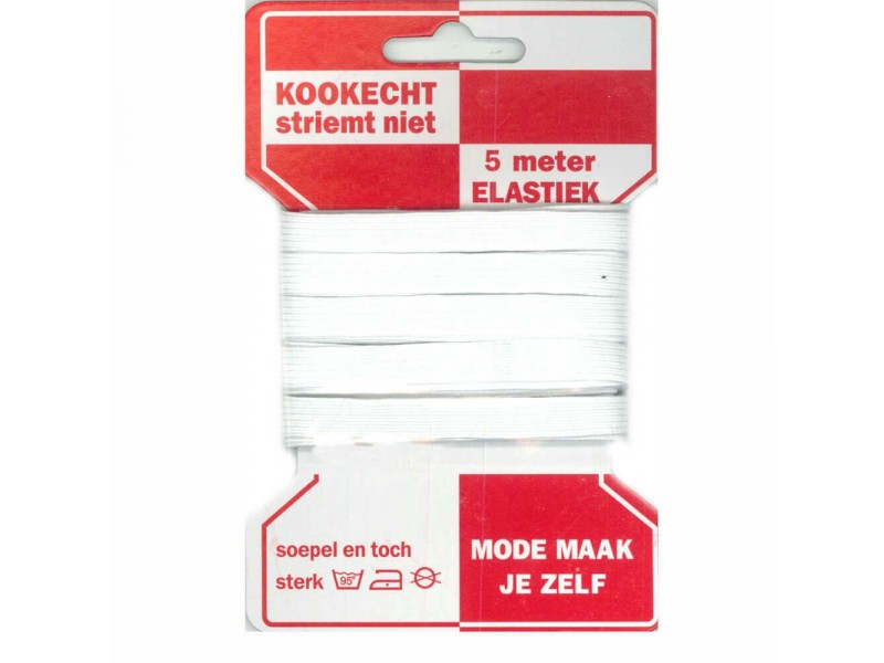 directoire gevlochten elastiek 10 mm breed wit 5 meter