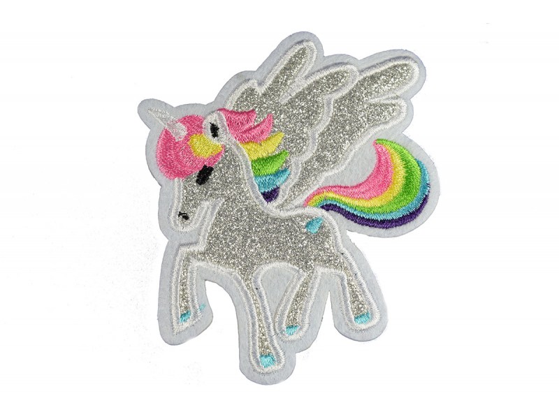 eenhoorn patch met vleugels en glitters