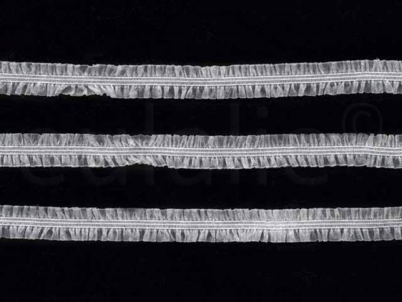 elastisch dubbel ruche band wit